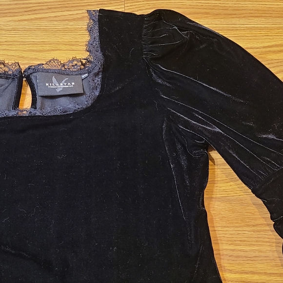 Killstar Dottie Dottie Velvet Top with Lace Trim - Picture 15 of 16